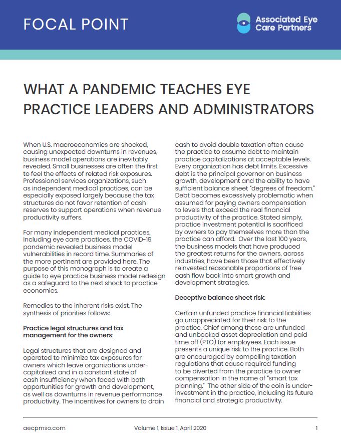 What a pandemic teaches eye practice leaders and administrators