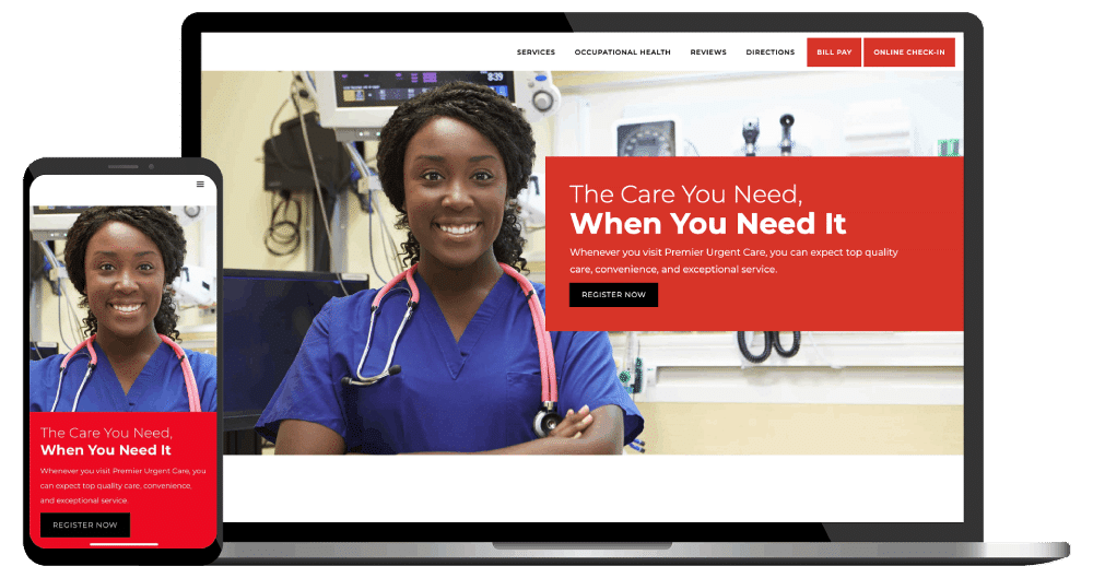 Urgent care website design example