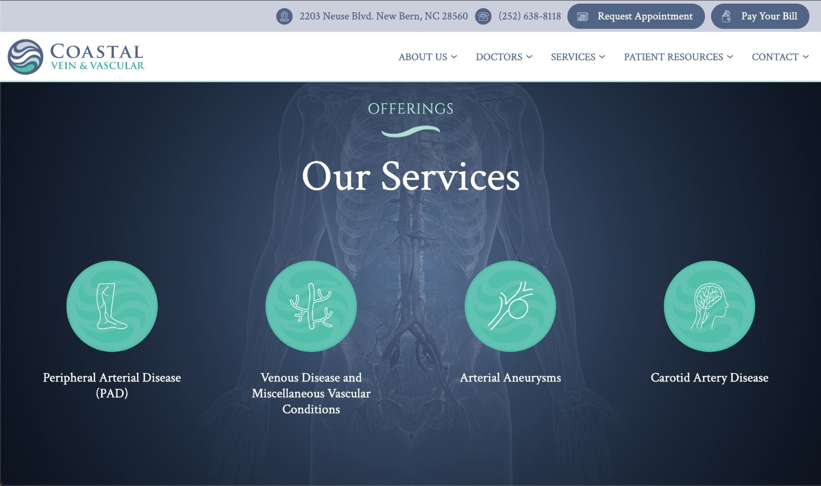 Coastal Vein and Vascular website design