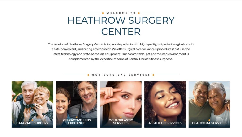 Heathrow Surgery Center - above the fold UX example for medical website design