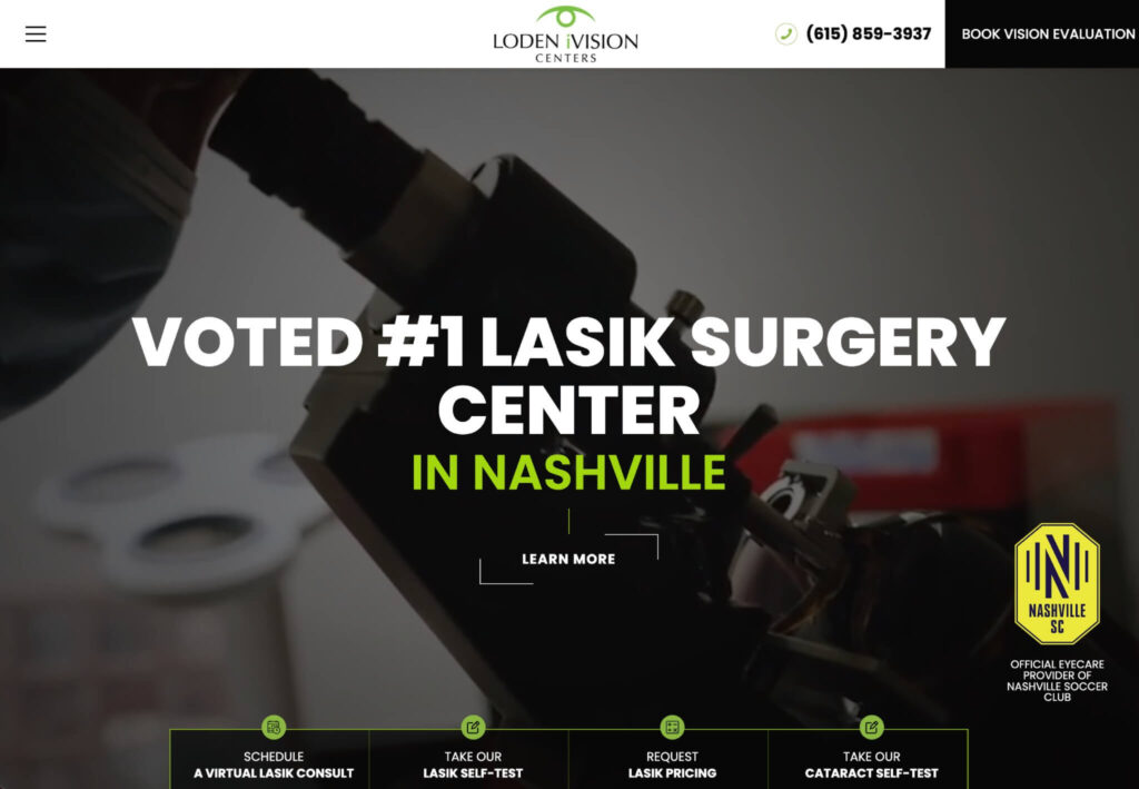 Engagement object panel on Loden Vision - medical website CRO example