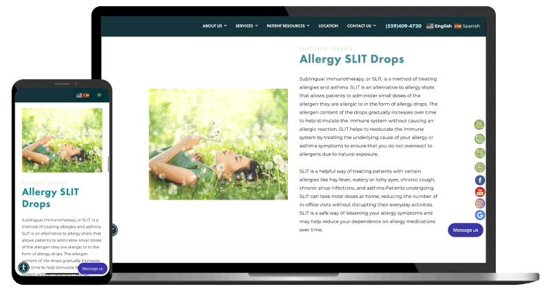 Immunology & Allergy website design example