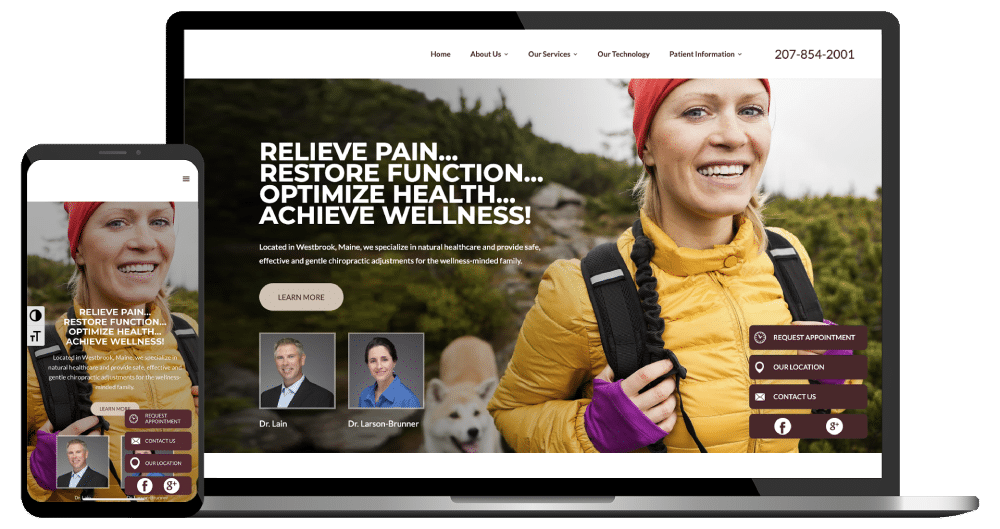 Chiropractor website design example