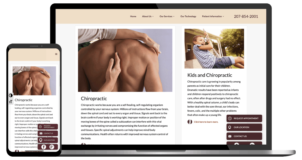 Chiropractor website design example