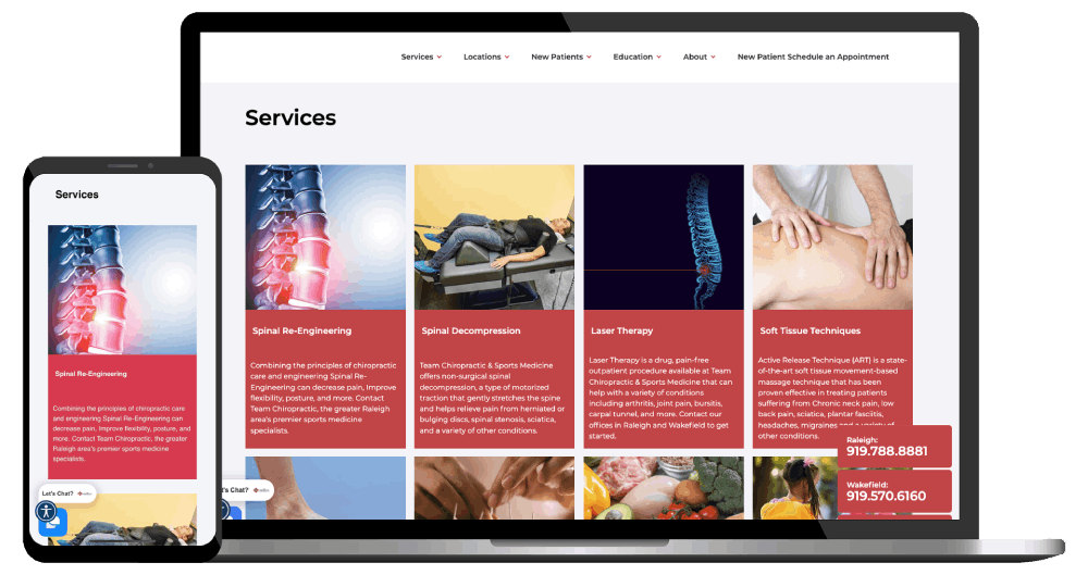 Chiropractor website design example