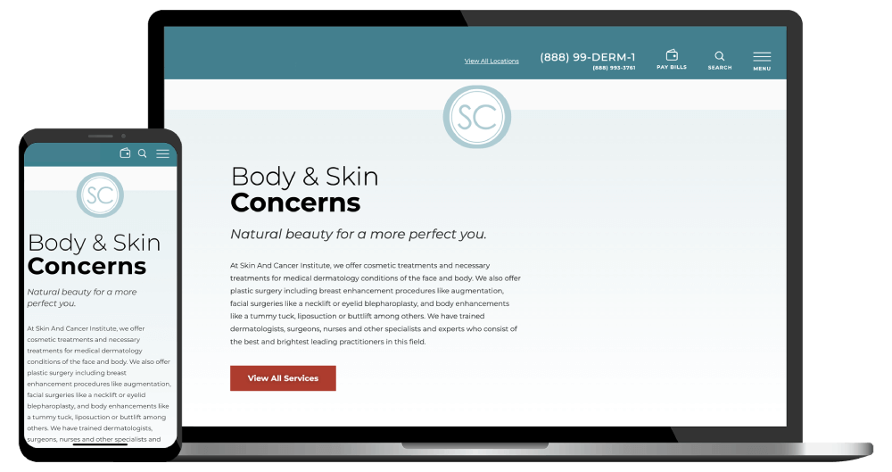 Dermatology Website Design example