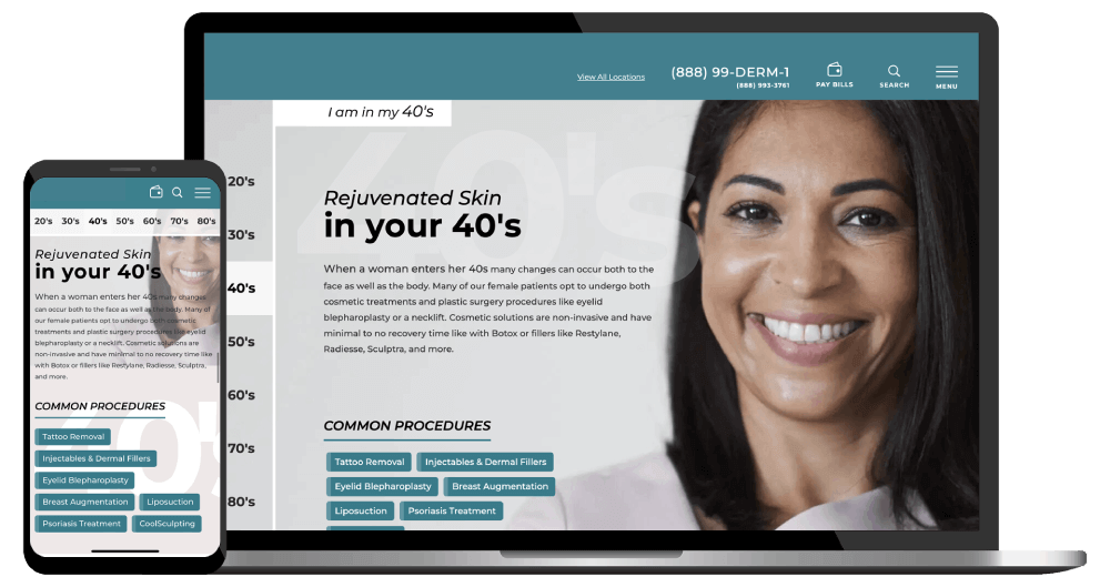 Dermatology Website Design example