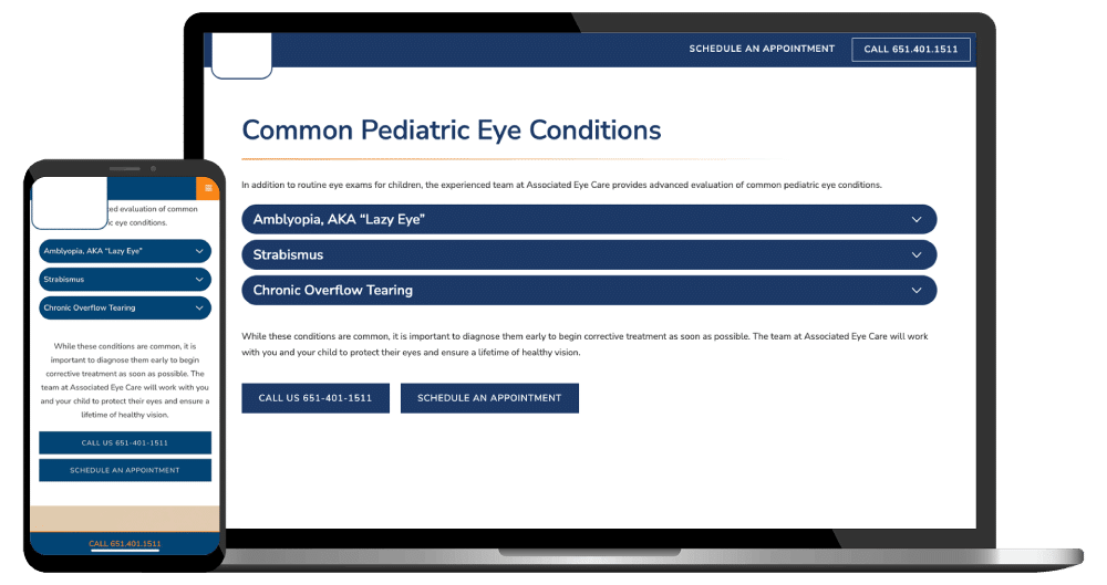 Pediatric website design example