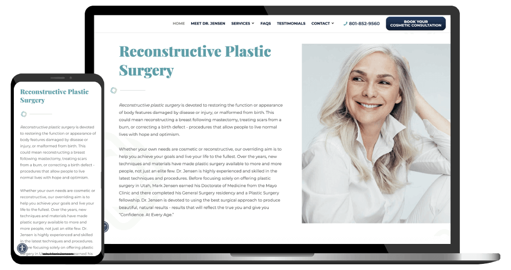Plastic Surgery website design example