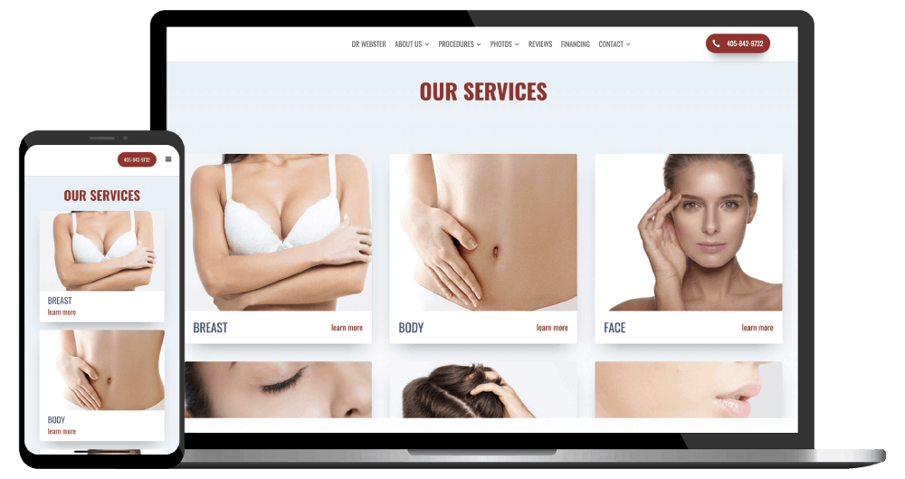 Plastic Surgery website design example