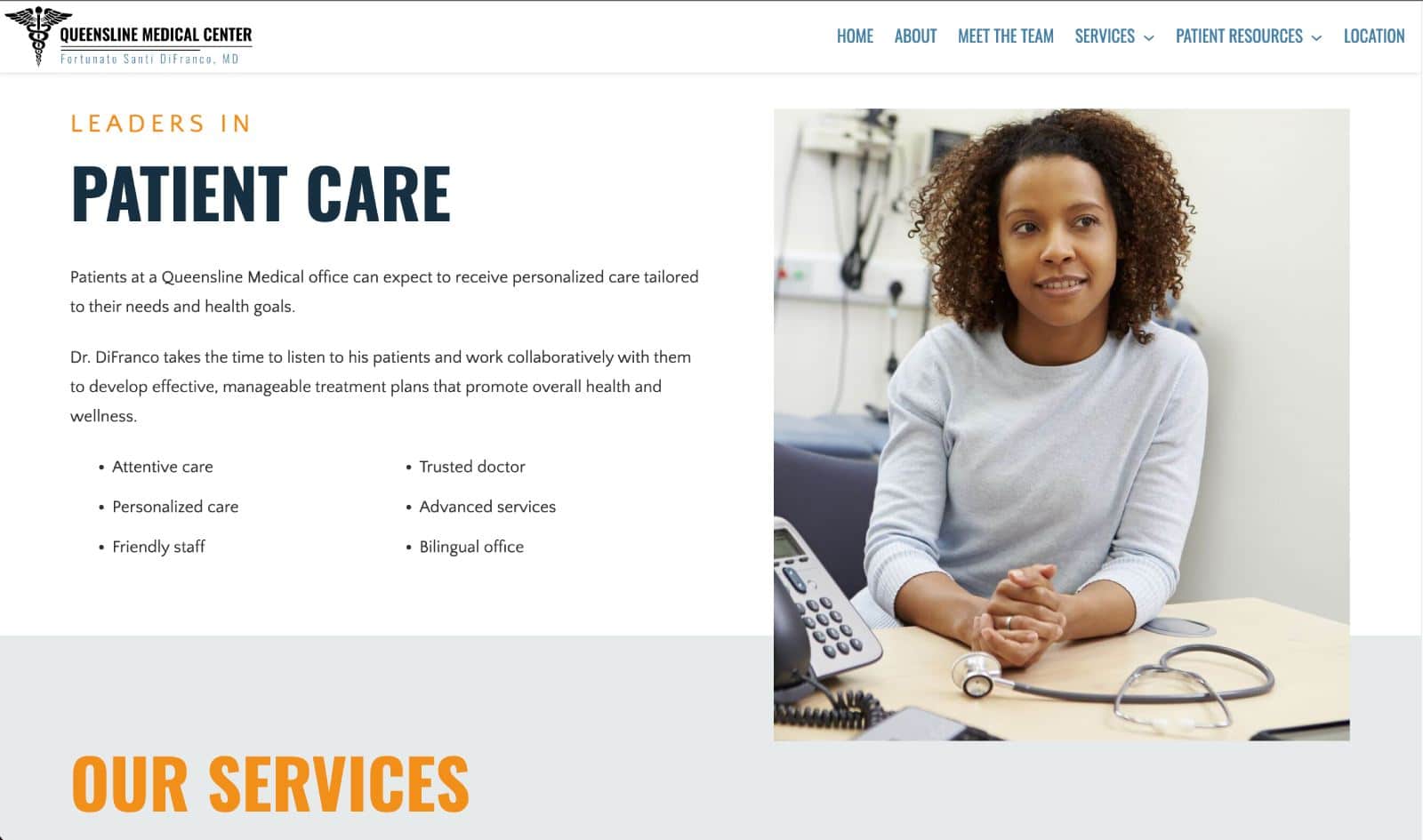 Queensline's website design - medical center website design